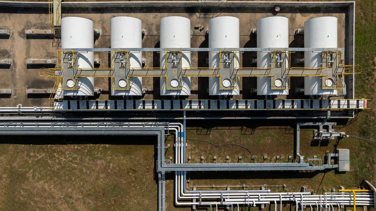 Aerial view of a large-scale storage terminal