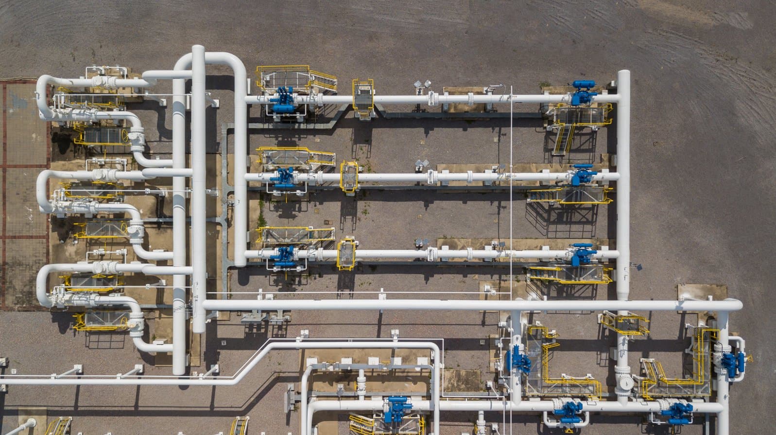 Aerial view of high-pressure pipeline infrastructure